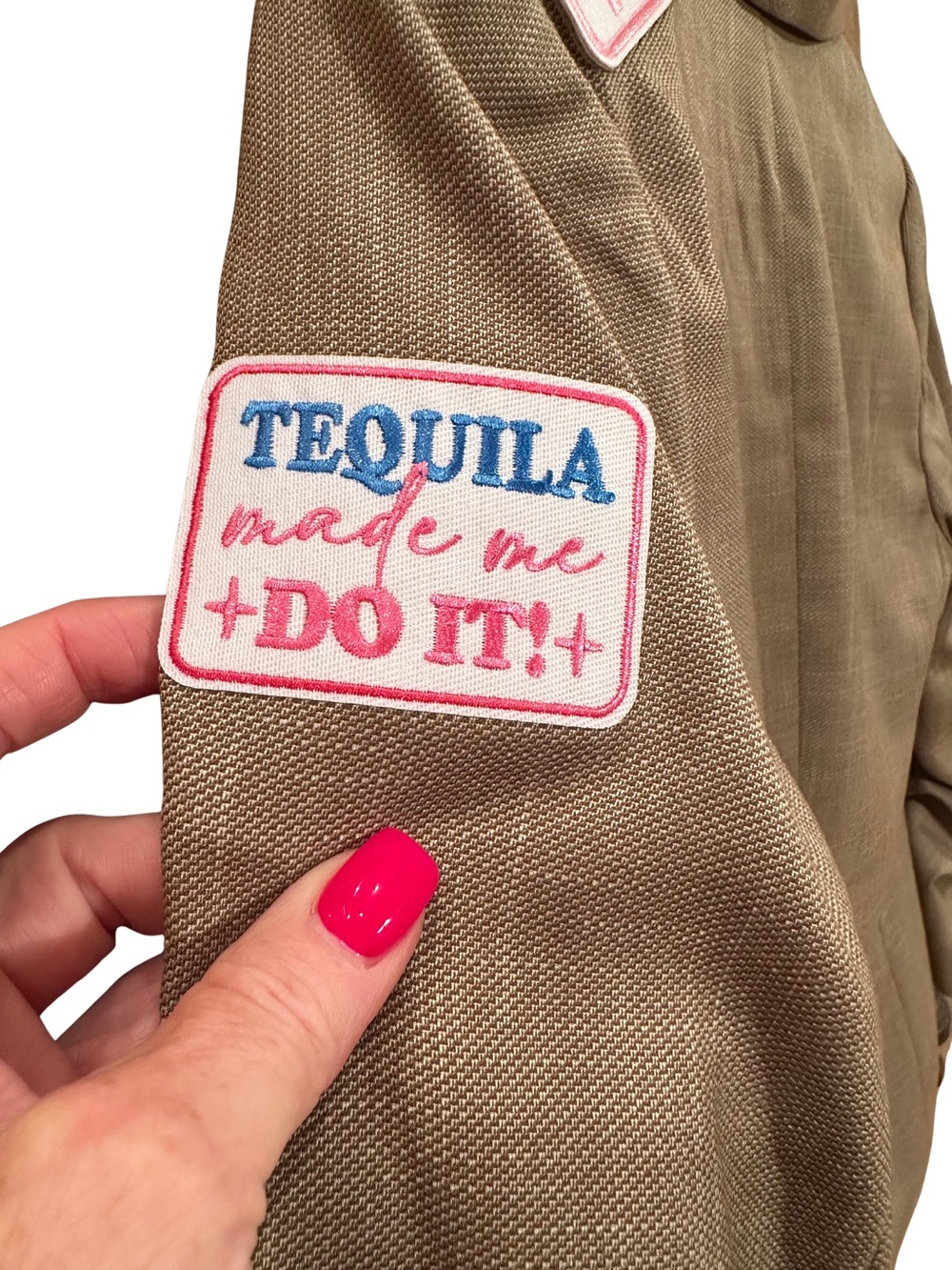 H&M Taupe Blazer Tequila Bandit Somebody’s Problem Patches - Picture 3 of 8